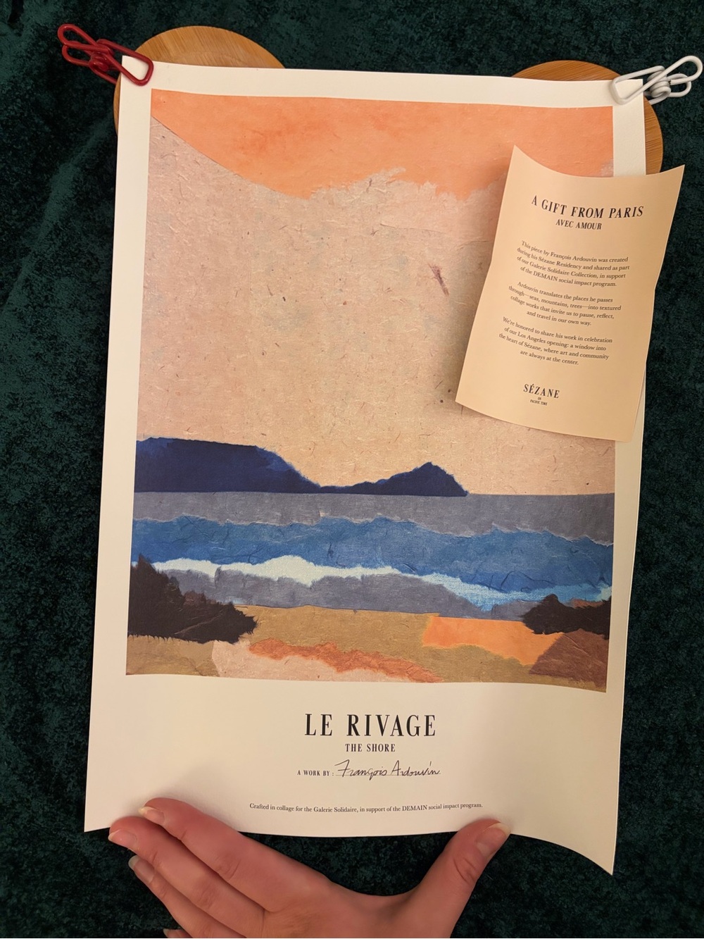 SEZANE Le Rivage The Shore Art Poster - Blue, Orange, Beige